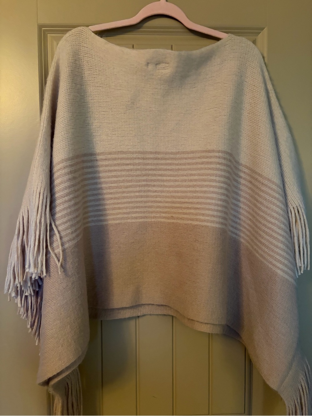Gentle Fawn Striped Fringe Poncho Sweater | Neutral / Beige One Size